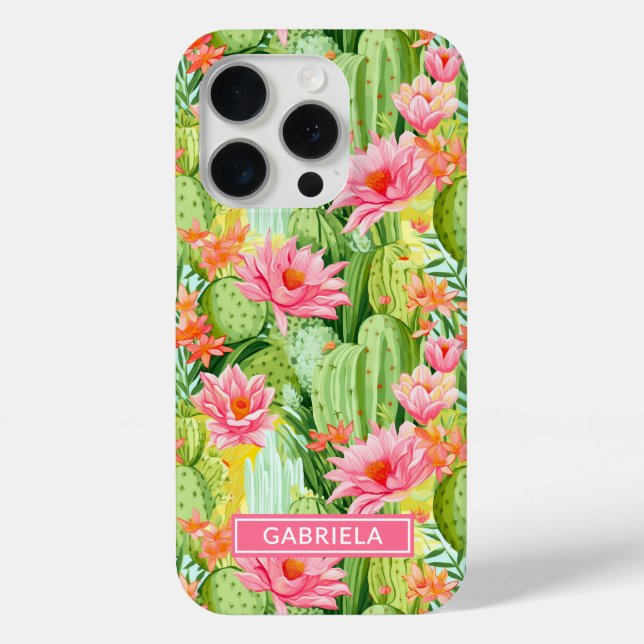 Blooming Watercolor Cacti Personalized Case-Mate iPhone Hülle (Rückseite)