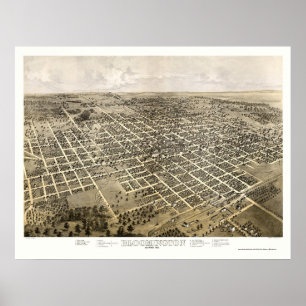 Bloomington, IL Panoramic Karte - 1867 Poster