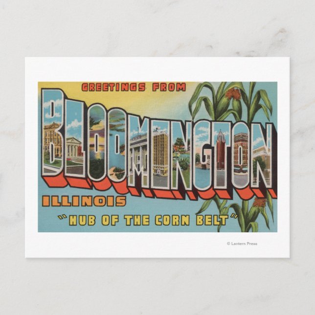Bloomington, Illinois - Großbuchstaben - Szenen 2 Postkarte (Vorderseite)