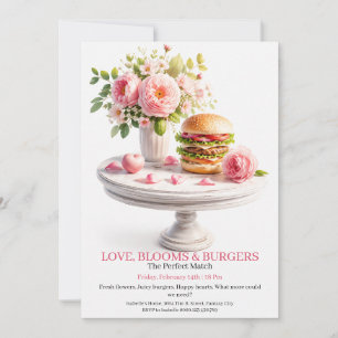 Blooms and Burgers Valentinstag-Lunch-Einladung Einladung