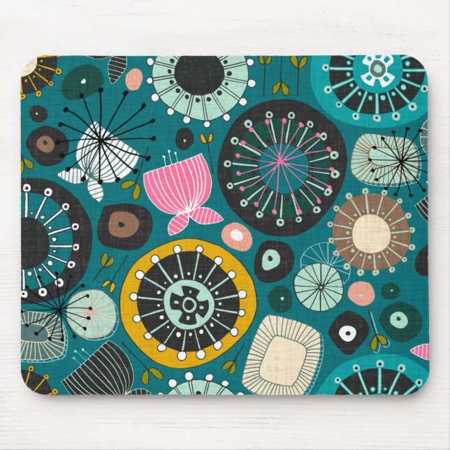 BLOOMS blaugrün Mousepad (Vorne)