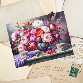 Blooms of Elegance: Oriental Bouquet Peonies Postkarte