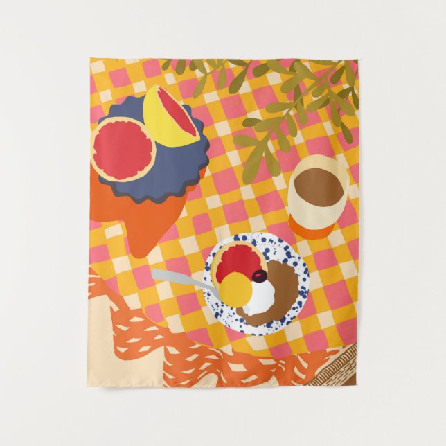 Blooms und Brunch Wandteppich (Vorderseite)