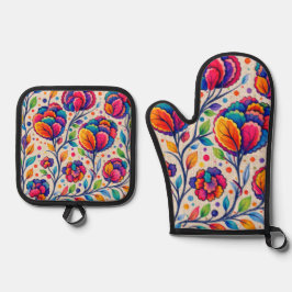 Bloomwave-Teppich Ofenhandschuh & Topflappen-Set