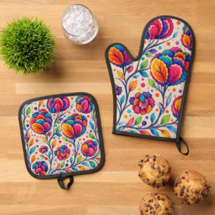 Bloomwave-Teppich Ofenhandschuh & Topflappen-Set