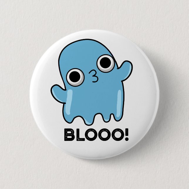 Blooo Funny Blue Ghost Pun Button (Vorderseite)