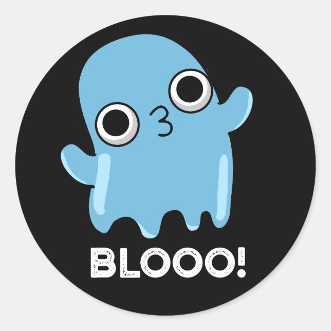 Blooo Funny Blue Ghost Pun Dark BG Runder Aufkleber (Vorderseite)