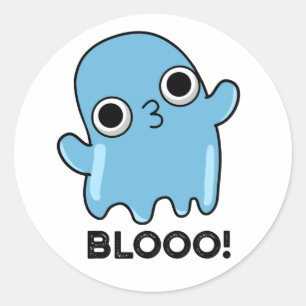 Blooo Funny Blue Ghost Pun Runder Aufkleber