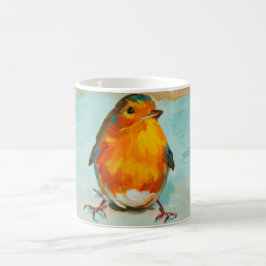 BloOrp! Der englische rote Robin auf blauem Kaffeetasse