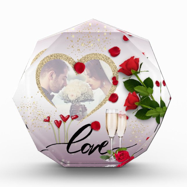 Bloque de fotos personalizado amor con flores (Vorderseite)