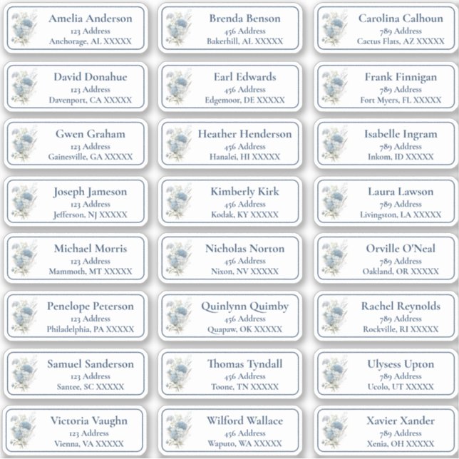 Bloral anpassbare Hochzeitgastadressen-Labels Aufkleber (Vorderseite)