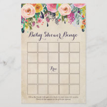 Bloral Baby Shower Bingo Spielkarten, Vintag