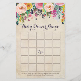 Bloral Baby Shower Bingo Spielkarten, Vintag