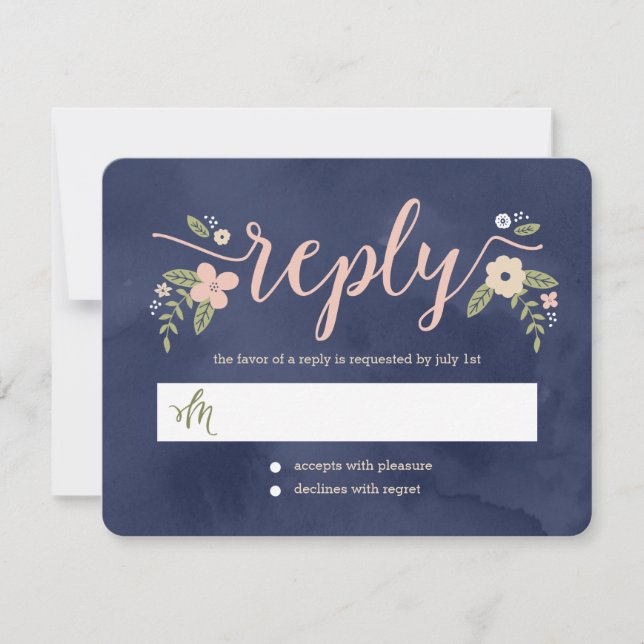 Bloral Beauty Editable Farbe Hochzeitskarte RSVP Karte (Vorderseite)