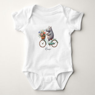 Bloral Bicycle Hippo Baby Bodysuit Baby Strampler
