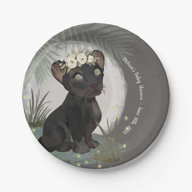 Bloral Black Panther Babydusche Pappteller (Vorderseite)