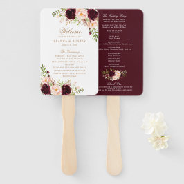 Bloral Burgundy Blush Elegantes Gold Hochzeitsprog Fächer