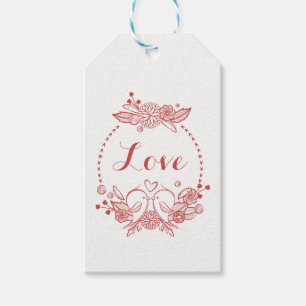 Bloral Burgundy Liebe Red Lovebirds Wedding Geschenkanhänger