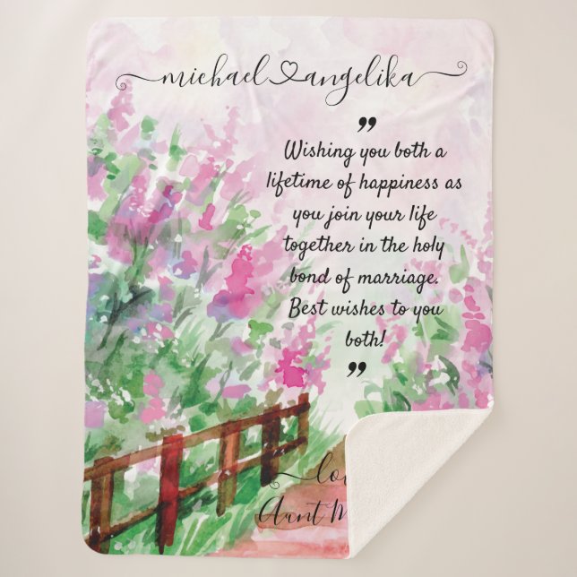Bloral Custom Message Blanked for the Newlyweds Sherpadecke (Vorderseite)