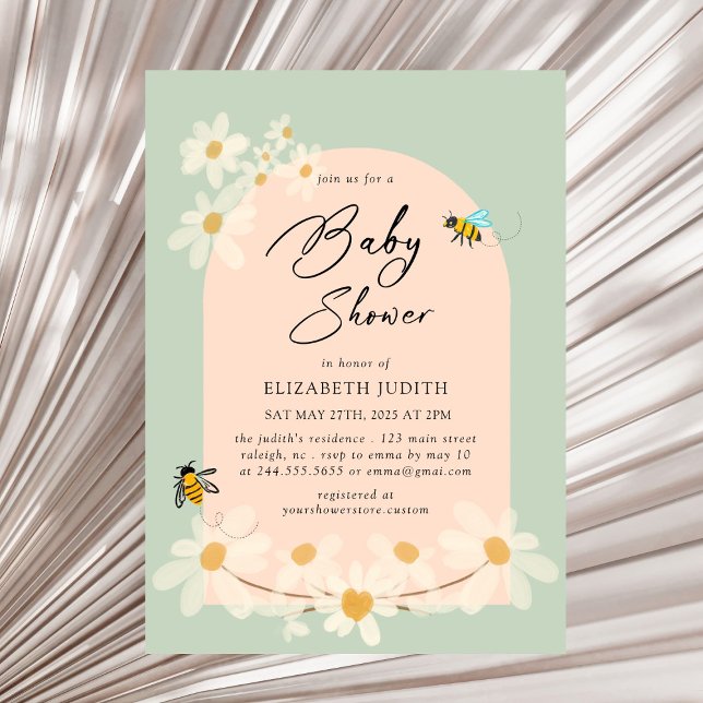 Bloral Daisy Bees Baby Shower Einladung (Von Creator hochgeladen)