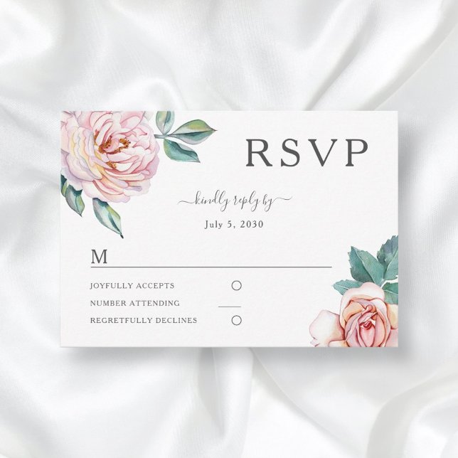 Bloral Dusty Rose Blush Pink Peonies Wedding RSVP (Von Creator hochgeladen)