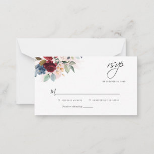 Bloral Eukalyptus Burgundy Wedding RSVP Card Mitteilungskarte
