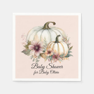Bloral Fall Pumpkin Blush Pink Baby Girl Dusche Serviette