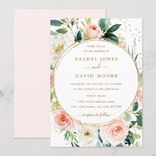 Bloral Geometric Blush Gold Einladung zur Hochzeit