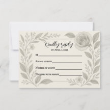 Bloral Graphite Wedding RSVP Card