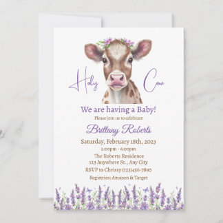 Bloral Highland Cow Baby Shower Einladung