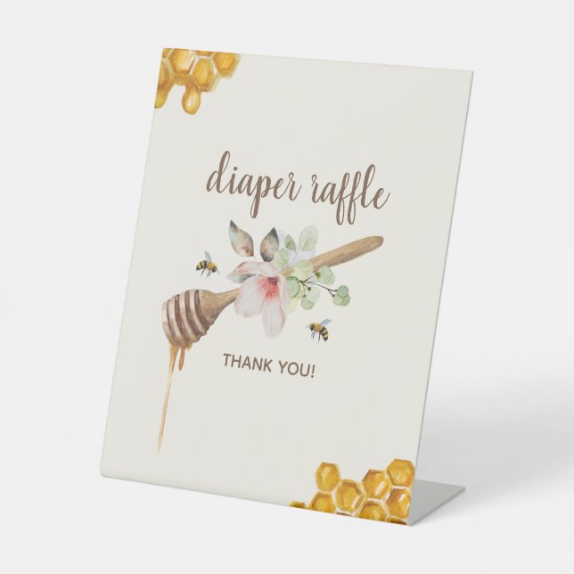 Bloral Honey Bee Baby Dusche Windel Raffel Sockelschild (Vorderseite)