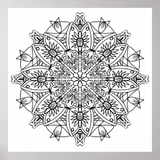 Bloral Mandala Adult Coloring Poster