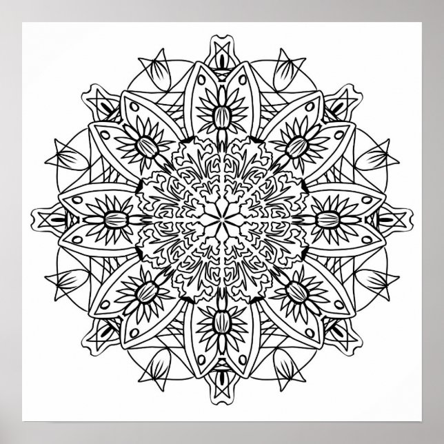 Bloral Mandala Adult Coloring Poster (Vorne)