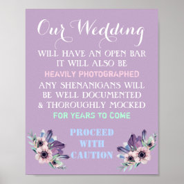 Bloral Open Bar Wedding Sign Funny Jegliche Farbe Poster