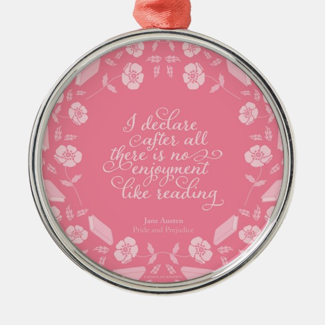 Bloral Pride & Prejudice Jane Austen Bookish Zitat Silbernes Ornament (Vorne)