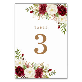 Bloral Red Burgundy Weißer Eleganter Garten Modern Tischnummer