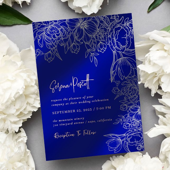 Bloral Royal Blue Arch Wedding Einladung (Von Creator hochgeladen)
