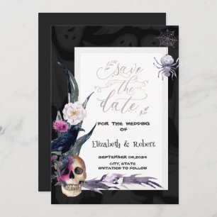 Bloral Skull Halloween Hochzeit Save The Date