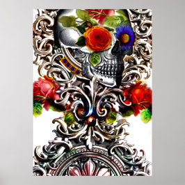 Bloral Skull Poster
