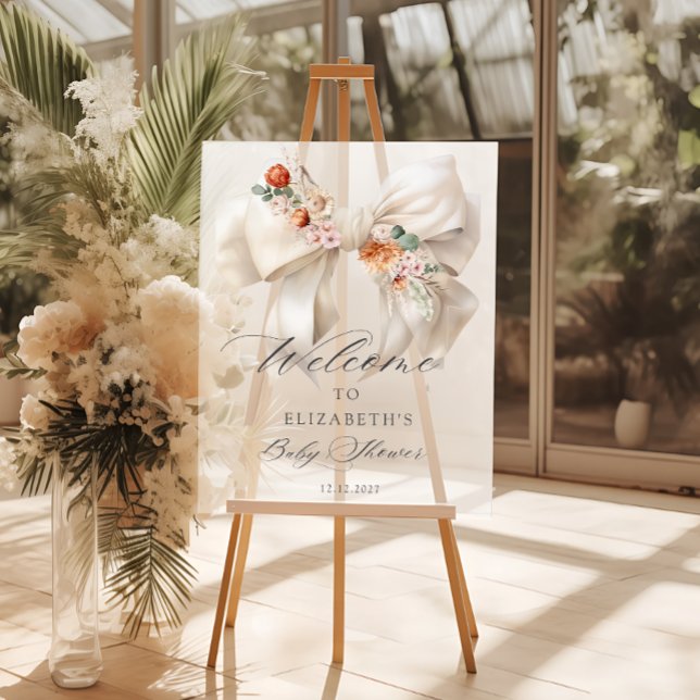 Bloral White Bow Baby in Bloom Baby Dusche Willkom Acrylschild (Von Creator hochgeladen)