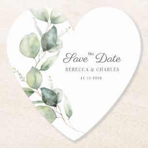 Blorale Eukalyptus-SkriptWedding Save the Date Untersetzer