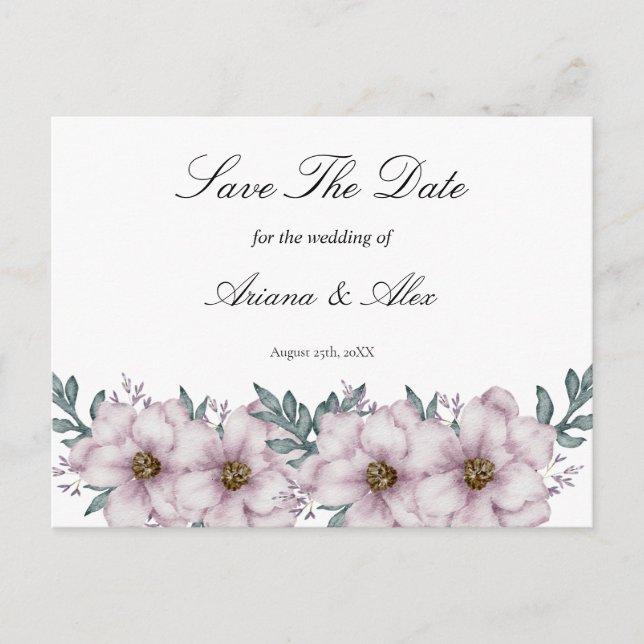 Blorale Eukalyptus Wedding speichern das Datum Postkarte (Vorderseite)