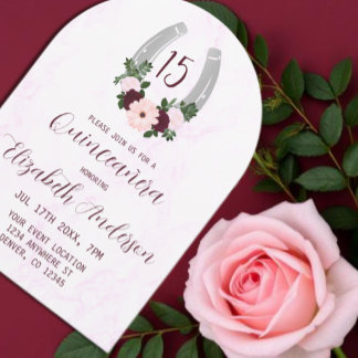 Bloraler Western Horseshoe Quinceanera Einladung