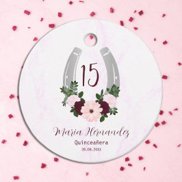 Bloraler Western Horseshoe Quinceanera Geschenkanhänger