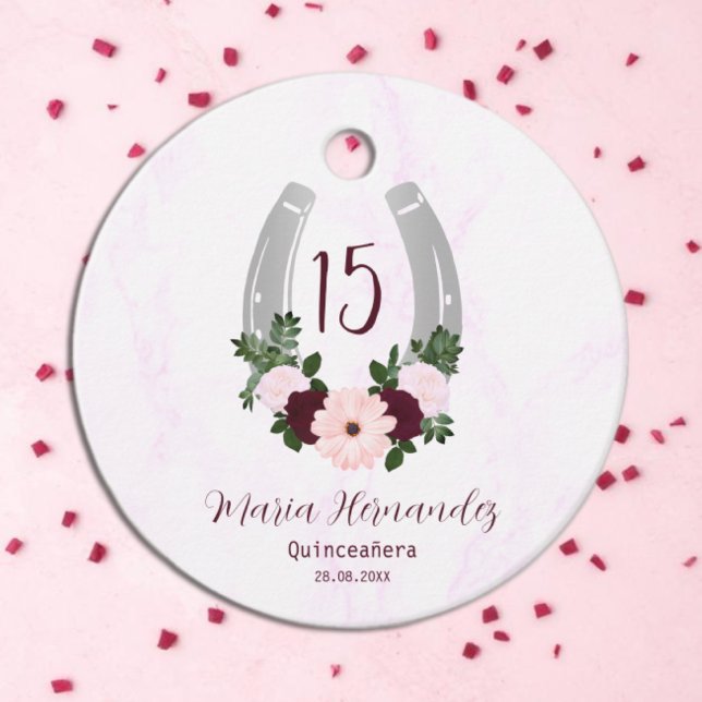 Bloraler Western Horseshoe Quinceanera Geschenkanhänger (Von Creator hochgeladen)