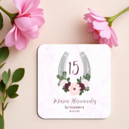 Bloraler Western Horseshoe Quinceanera Rechteckiger Pappuntersetzer