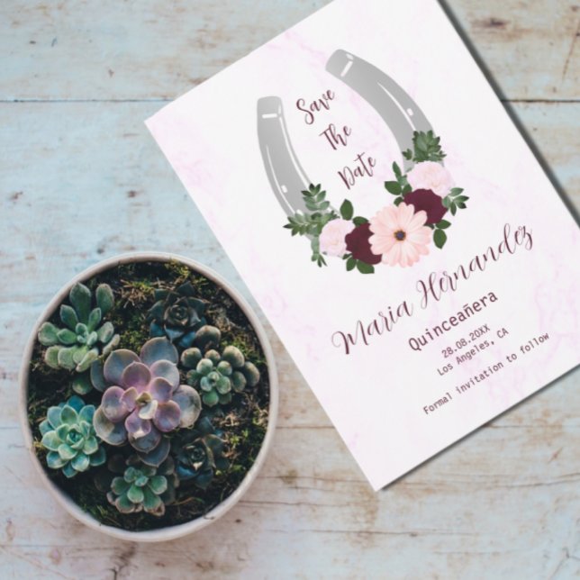 Bloraler Western Horseshoe Quinceanera Save The Date (Von Creator hochgeladen)