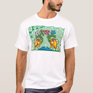 Blorfische Fische mit Blume T-Shirt