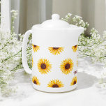 Blorgelbe Sonnenblumenfeder<br><div class="desc">Blumentopf in Gelb Weiß mit elegantem Sonnenblumenmuster. Mit dieser Vorlage können Sie Text ändern</div>