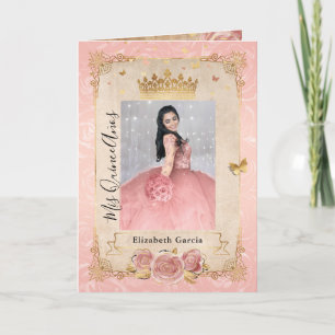 Blorgoldblush Rosa Quinceñera Foto geklappt Einladung